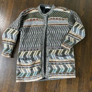 Vtg Icelandic Design Sweater Jacket Wool Nordic Button Up Jacket Large L